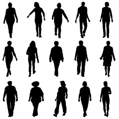 Image showing Black silhouettes of beautiful mans and womans on white