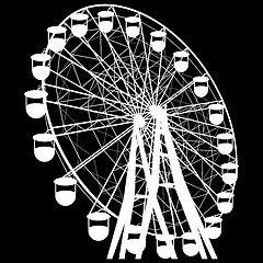 Image showing Silhouette atraktsion colorful ferris wheel. illustration