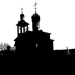 Image showing Silhouette of the old church. illustration.