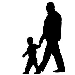 Image showing Black silhouettes Family on white background. illustratio