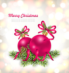 Image showing Merry Christmas Celebration Card with Glass Ball