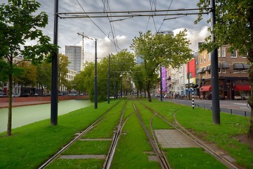 Image showing Railroad covered in grass