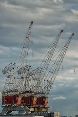 Image showing Industrial cargo cranes in the dock