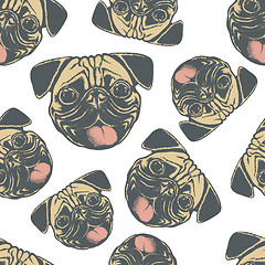 Image showing Pug dog vector seamless pattern illustration