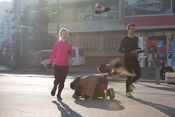 Image showing young  couple jogging