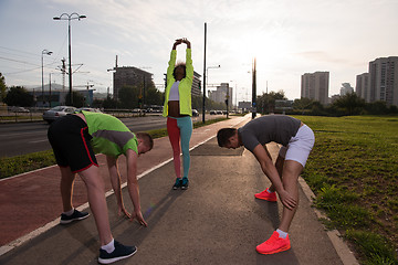 Image showing multiethnic group of people on the jogging