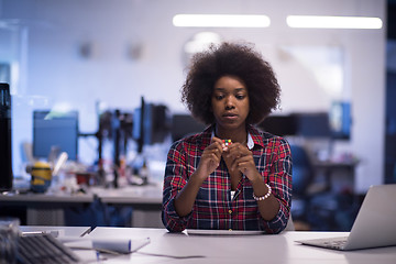 Image showing portrait of a young successful African-American woman in modern 