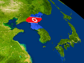 Image showing North Korea with flag on Earth