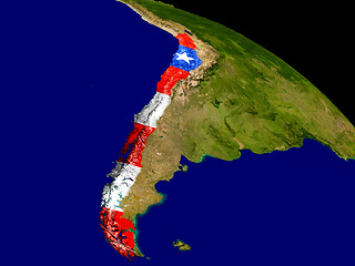 Image showing Chile with flag on Earth