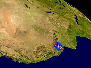 Image showing Swaziland with flag on Earth