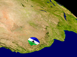 Image showing Lesotho with flag on Earth