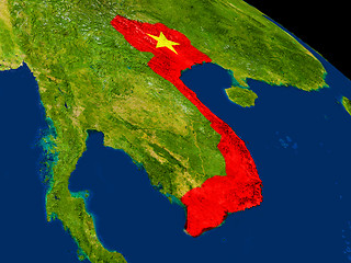 Image showing Vietnam with flag on Earth