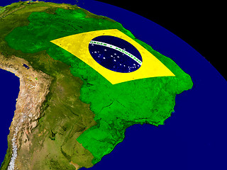 Image showing Brazil with flag on Earth