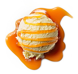 Image showing vanilla ice cream with caramel sauce