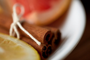 Image showing close up of cinnamon on plate