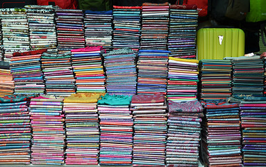 Image showing Khmer cloths for sale at a market