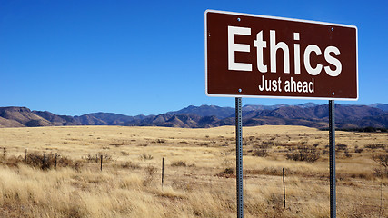 Image showing Ethics brown road sign