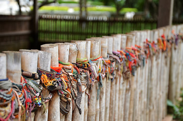 Image showing Colored bracelets of the killing fields of Choeung Ek in Phnom P