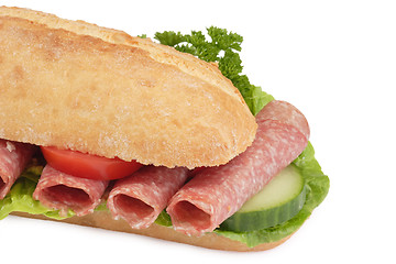 Image showing Garnished Salami sandwich