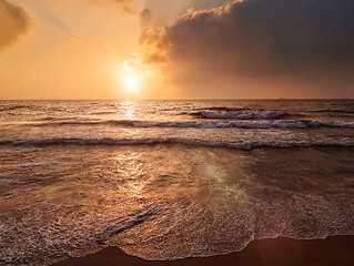 Image showing Tropical vacation background - ocean sea sunrise