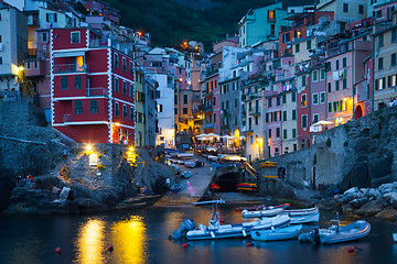 Image showing Riomaggiore in Cinque Terre, Italy - Summer 2016 - Sunset Hour