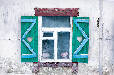 Image showing Window of the old house in the Russian village