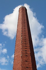 Image showing  old factory chimney in red brick