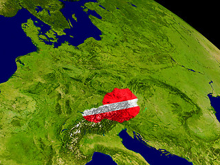 Image showing Austria with flag on Earth