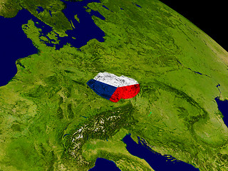 Image showing Czech republic with flag on Earth