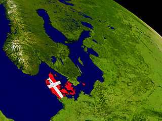 Image showing Denmark with flag on Earth