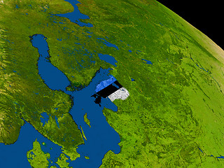 Image showing Estonia with flag on Earth