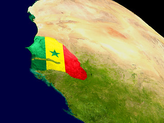 Image showing Senegal with flag on Earth
