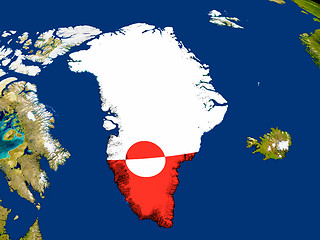 Image showing Greenland with flag on Earth