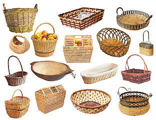 Image showing isolated collection of wicker baskets