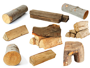 Image showing pieces of fire wood over white