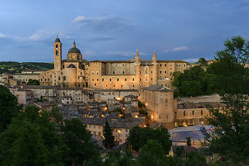 Image showing Illuminated castle Urbino Italy