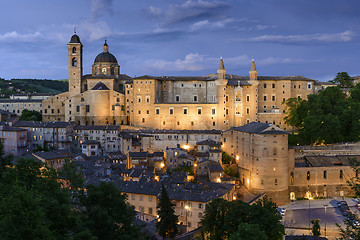 Image showing Illuminated castle Urbino Italy
