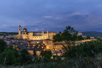 Image showing Illuminated castle Urbino Italy