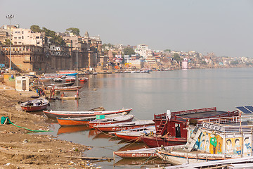 Image showing Boats and ghats, Varanasi