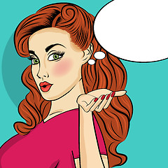 Image showing Pop art  woman . Comic woman with speech bubble