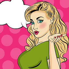 Image showing Pop art  woman . Comic woman with speech bubble