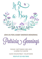 Image showing beautiful baby shower template with watercolor flowers