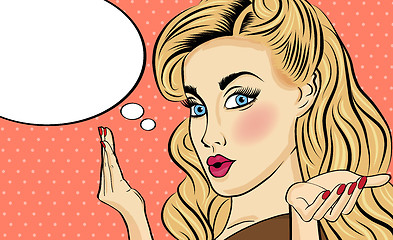 Image showing Pop art  woman . Comic woman with speech bubble