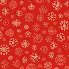 Image showing Gorgeous snowflakes background in golden and red