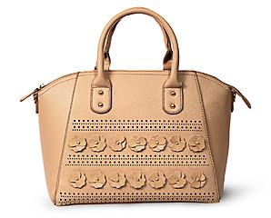 Image showing In front elegant women beige handbag