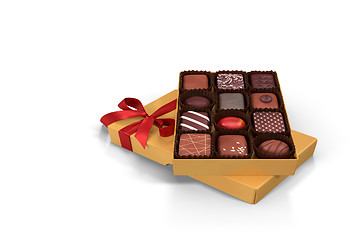 Image showing 3D illustration: a box of chocolates - holiday gift.