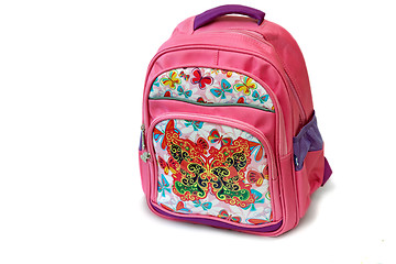 Image showing School backpack for girl on a white background.