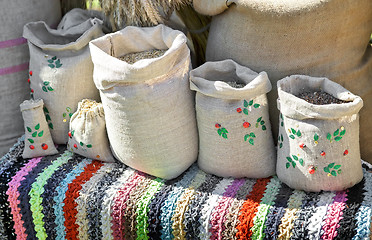 Image showing Grain in bags is sold at the fair