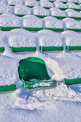 Image showing Background chairs at stadium , winter