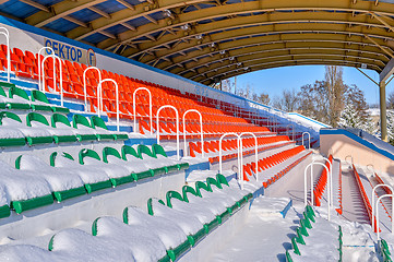 Image showing Background chairs at stadium , winter